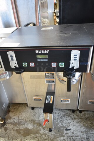 Bunn DUAL TF DBC Stainless Steel Commercial Countertop Double Coffee Machine w/ Hot Water Dispenser and 2 Metal Brew Baskets. 120/208-240 Volts, 1 Phase. 