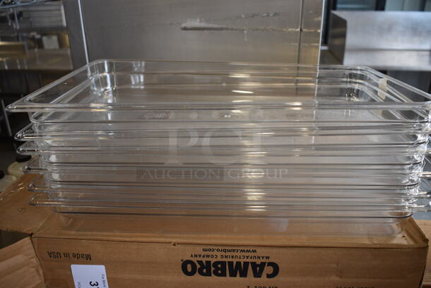 ALL ONE MONEY! Lot of 6 BRAND NEW IN BOX! Cambro Clear Poly Full Size Drop In Bins! 1/1x2