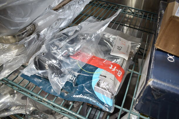 2 BRAND NEW SCRATCH AND DENT! Items; 98552LA EASTMAN 8-ft 3/8-in Compression Inlet x 3/4-in Hose Thread Outlet Braided Stainless Steel Dishwasher Connector and Nozzle. 2 Times Your Bid! - Image 1 of 5