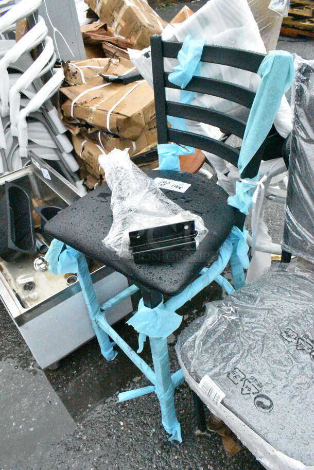 BRAND NEW SCRATCH AND DENT! Lot of Various Chairs Including Gray Bar Height Chair, Metal Chair Frame Pieces, White Folding Chair, Gray Folding Chair, Black Bar Height Chair. - Image 3 of 12