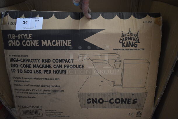 BRAND NEW IN BOX! Carnival King Model 382SCM350R Metal Commercial Countertop Snow Cone Ice Crusher Machine. 120 Volts, 1 Phase. 22x16x15.5 - Image 7 of 7
