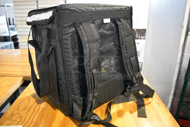Black Poly Insulated Food Carrying Backpack. 17x13x15