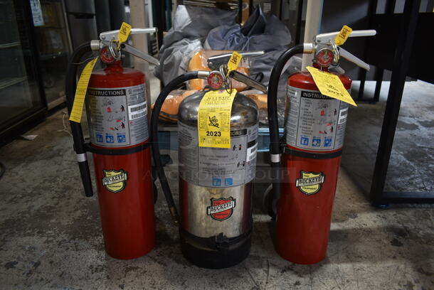 3 Various Buckeye Fire Extinguishers; 2 Dry and 1 Wet. 3 Times Your Bid! Buyer Must Pick Up - We Will Not Ship This Item.