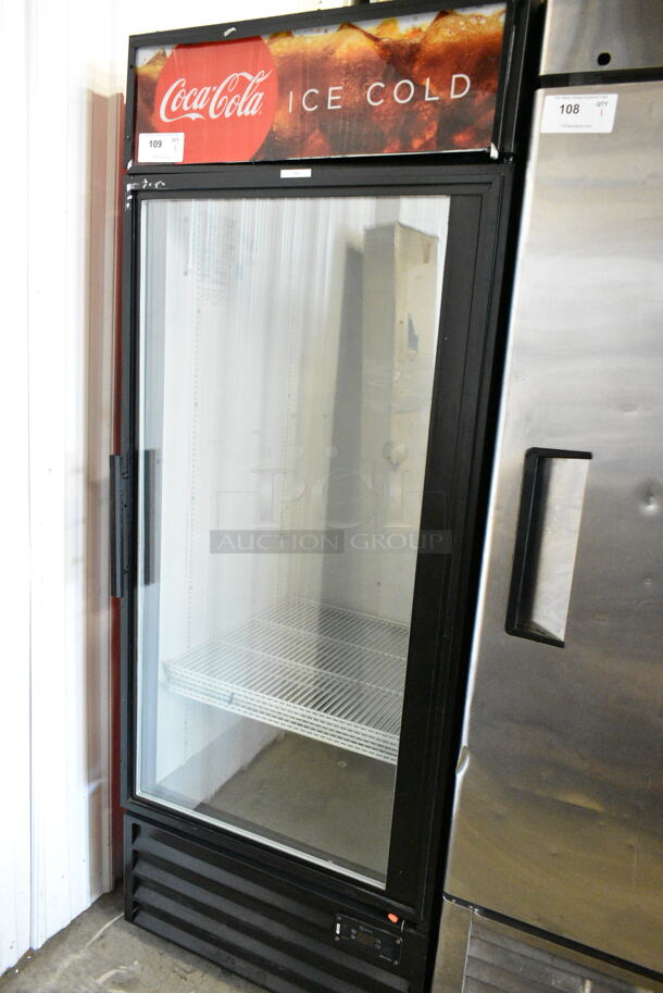 True GDM-26EM ENERGY STAR Metal Commercial Single Door Reach In Cooler Merchandiser w Poly Coated Racks. 115 Volts, 1 Phase. Tested and Powers On But Does Not Get Cold - Image 1 of 3