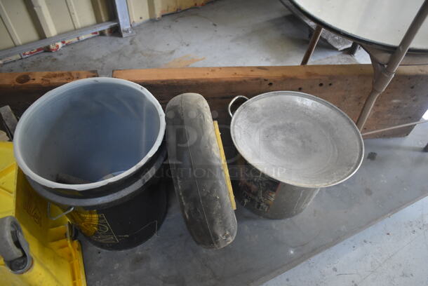 Black Metal Flat Cart w/ Contents on Commercial Casters. - Image 3 of 4