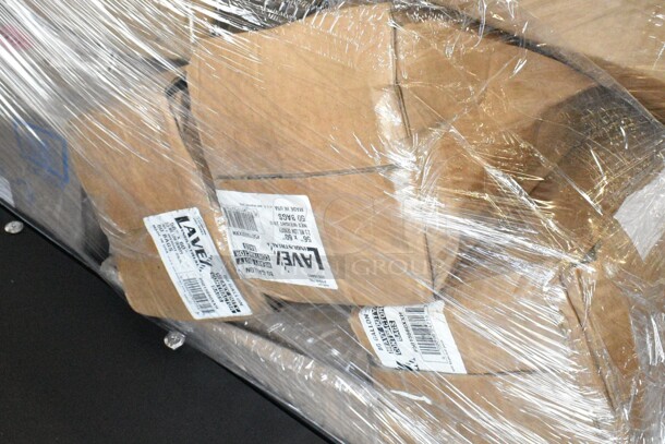 30 BRAND NEW! Boxes Including 433BR538C Choice 5 1/2" x 3 1/4" x 8 3/8" Natural Kraft Paper Customizable Shopping Bag with Handles - 250/Case, 24518PIZCIR 18" White Corrugated Pizza Circle - 125/Case, 55410X20ROLL Backyard Pro Courtyard Series Black 10' x 20' Canopy Roller Bag, 2 Box 394365XL Noble Products Powder-Free Disposable Clear Vinyl Gloves for Foodservice - Extra Large - 1000/Case, 2 Box 500LSTRWL Choice 9, 12, 16, 20, and 24 oz. Clear Strawless / Sip Lid - 1000/Case, 347TCL7 Choice 7-8 oz. Clear Disposable Plastic Tumbler - 500/Case, 1502502 5 3/4" x 3 1/2" x 1 3/8" Glued End White Paper Hot Dog Tray - 2000/Case, 795KFT44RNPE Choice 44 oz. Round Kraft PE-Lined Microwavable Take-Out Container 7 5/16" x 2 5/8" - 300/Case, 394385M Noble Products White Powder-Free Disposable Latex Gloves for Foodservice - Medium - 1000/Case, 500TO993C3 Choice 9" x 9" x 3" Microwaveable 3-Compartment Black / Clear Plastic Hinged Container - 100/Case, 4 Box 500CFT Lavex C Fold Towels, 176RNDCL22 Choice 22 Qt. Clear Round Polycarbonate Food Storage Container, 48AARRWOK American Range ARR-WOK Cast Iron Wok Adapator. 30 Times Your Bid!   - Image 8 of 12
