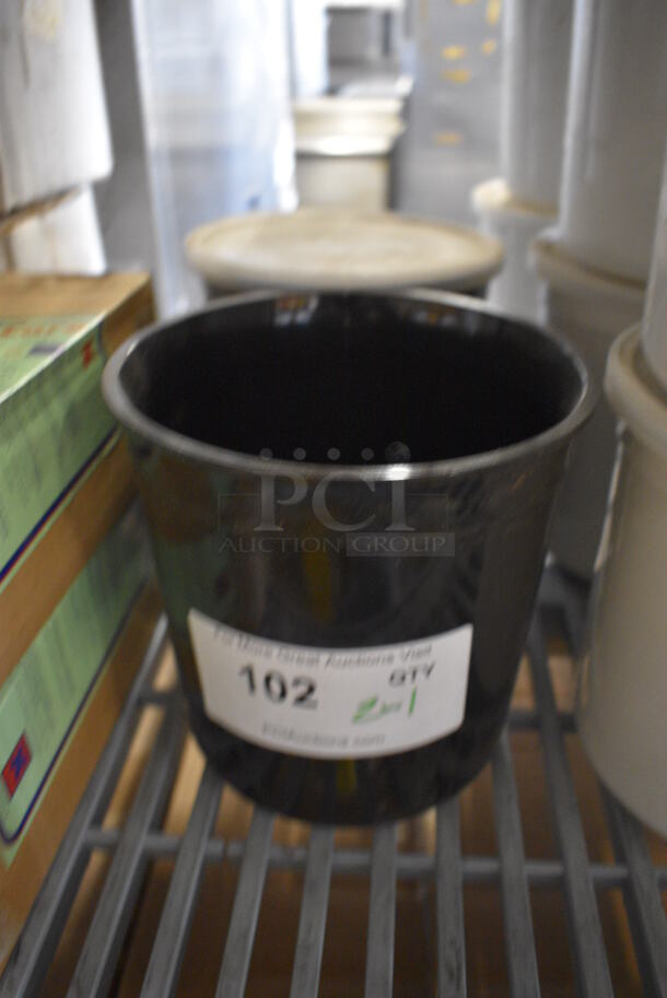 2 Black Poly Containers w/ 1 Lid. 6.5x6.5x7. 2 Times Your Bid! - Image 1 of 3