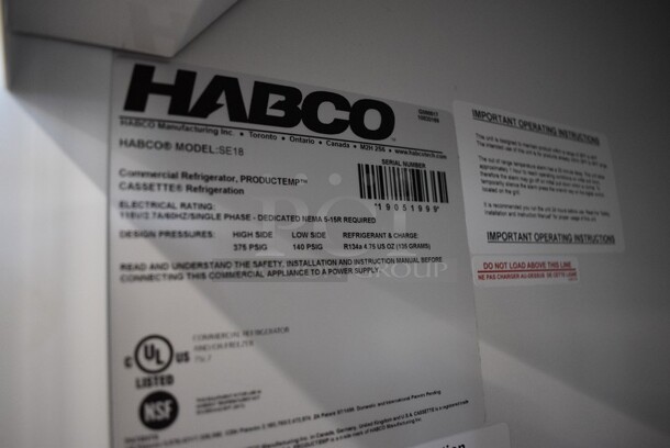 2019 Habco Model SE18 Metal Commercial Single Door Reach In Cooler Merchandiser w/ Poly Coated Racks. 115 Volts, 1 Phase. 24.5x24.5x79. Tested and Working! - Image 5 of 5