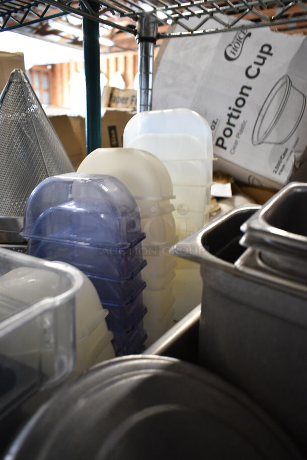 ALL ONE MONEY! Lot of 2 Tier Lot of Various Items Including Poly Silverware Bins, Food Baskets, Towel Dispenser, Stainless Steel Drop In Bins - Image 7 of 12