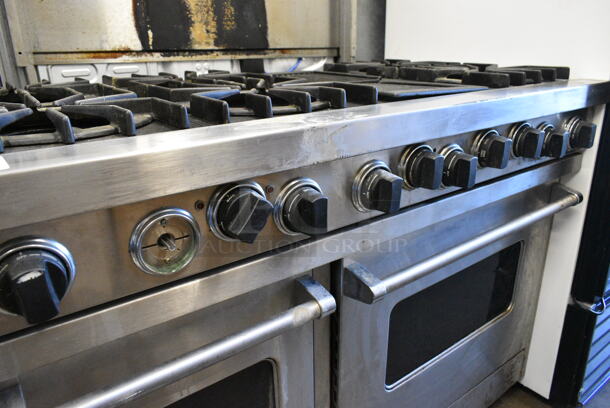 Viking Stainless Steel Natural Gas Powered 6 Burner Range w/ Charbroiler and 2 Ovens.  - Image 2 of 11