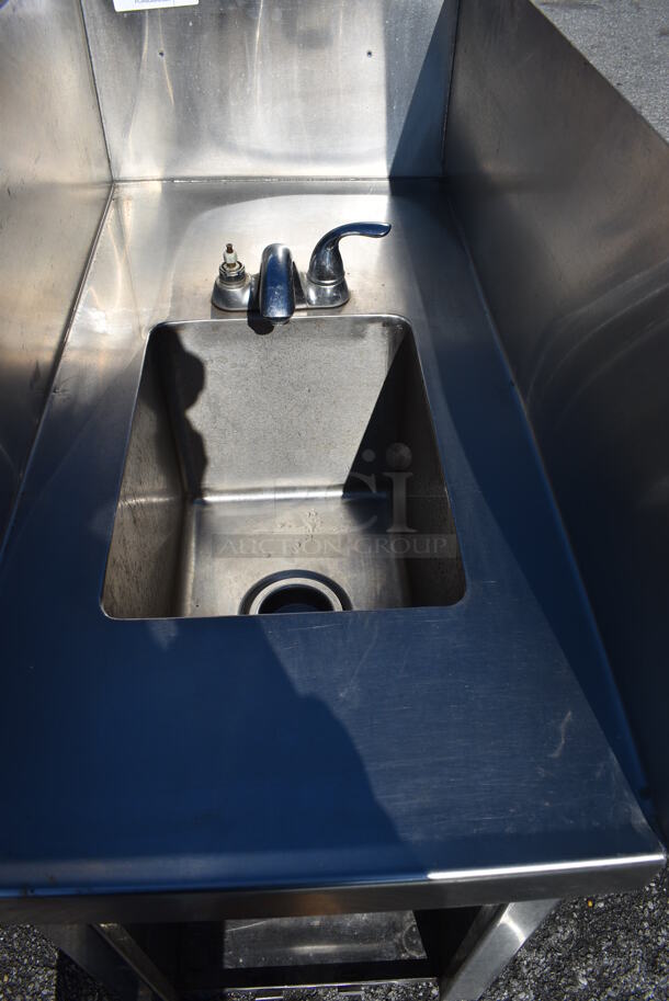 Stainless Steel Commercial Single Bay Sink w/ Faucet, Handle, Side and Back Splash Guards. 18x36x47. Bay 11x15x11 - Image 3 of 5