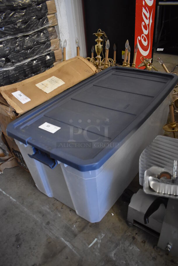 Clear Poly Bin w/ Blue Lid - Image 3 of 4