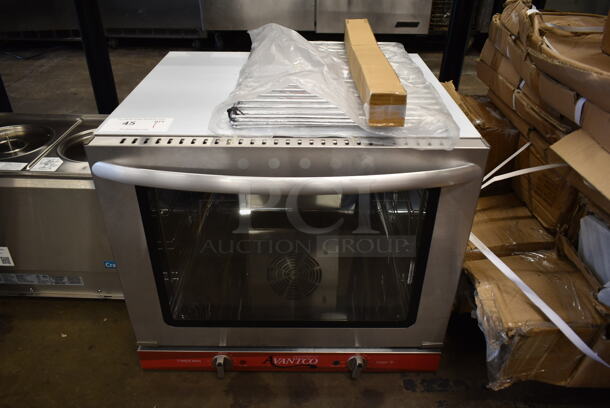 BRAND NEW SCRATCH AND DENT! Avantco 177CO28M Stainless Steel Commercial Half Size Countertop Convection Oven, 2.3 cu. ft. 208/240 Volts.  - Image 2 of 6