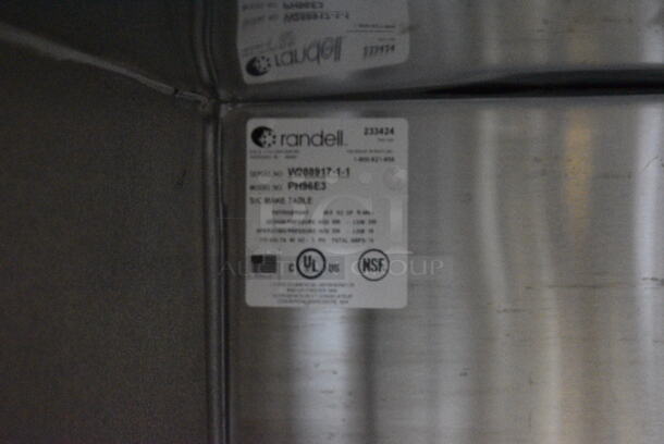 Randell Model PH96E3 Stainless Steel Commercial Sandwich Salad Prep Table Bain Marie Mega Top w/ 3 Doors on Commercial Casters. 96x41.5x55. Tested and Powers On But Does Not Get Cold - Image 5 of 5