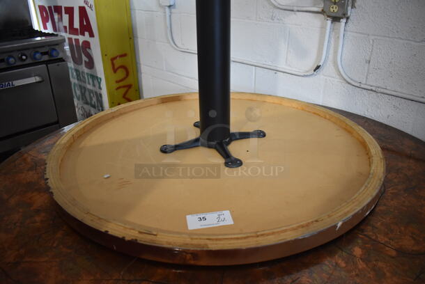 2 Various Round Leaf Patterned Tabletops on Metal Table Base. 42x42x30, 60x60x30. 2 Times Your Bid! - Image 4 of 4