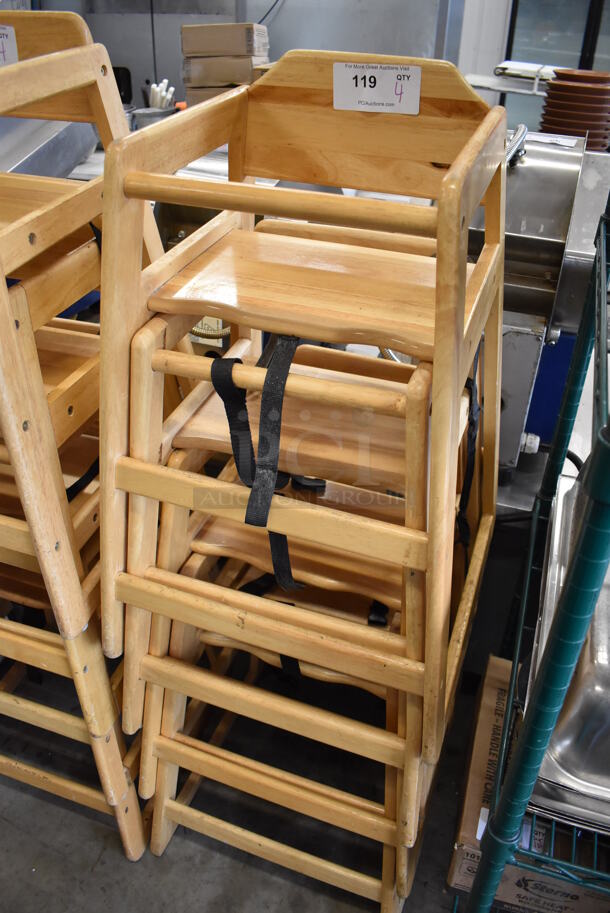 4 Wooden High Chairs. 19x20x29. 4 Times Your Bid! - Image 3 of 4