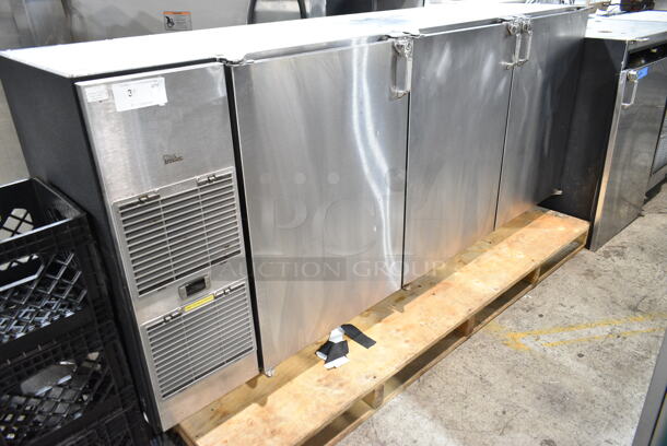 Glastender BB84-L1-SNH(LLR) Stainless Steel Commercial 3 Door Back Bar Cooler. 115 Volts, 1 Phase. Tested and Working! - Image 1 of 7