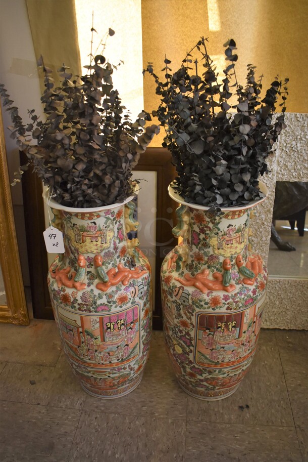 2 VINTAGE Chinese Porcelain Vases. 2 Times Your Bid! - Image 1 of 9