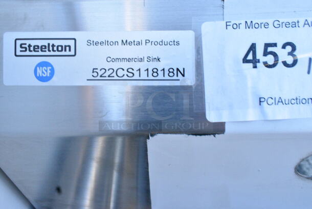 BRAND NEW SCRATCH AND DENT! Steelton 522CS11818N 23 1/2" 18-Gauge Stainless Steel One Compartment Commercial Sink without Drainboard - 18" x 18" x 12" Bowl - Image 6 of 6