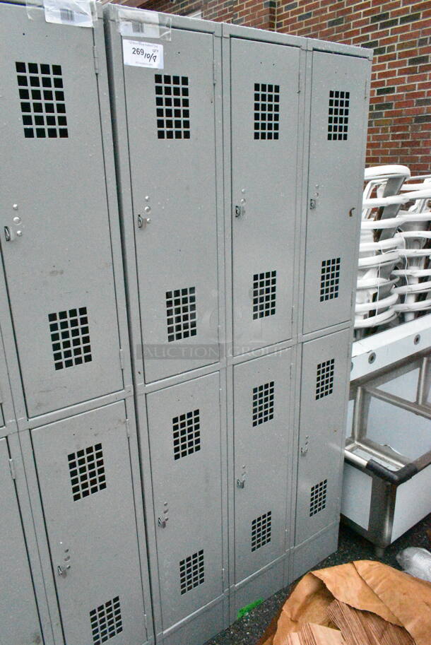 BRAND NEW SCRATCH AND DENT! Regency 600LC32125AG Space Solutions Gray 36" x 15" x 78" 3 Wide, 2 Tier Locker - Assembled  - Image 2 of 6
