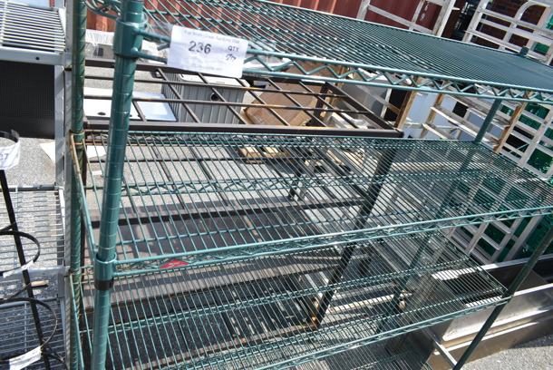 Metro Green Finish 4 Tier Wire Shelving Unit. BUYER MUST DISMANTLE. PCI CANNOT DISMANTLE FOR SHIPPING. PLEASE CONSIDER FREIGHT CHARGES. - Image 2 of 3