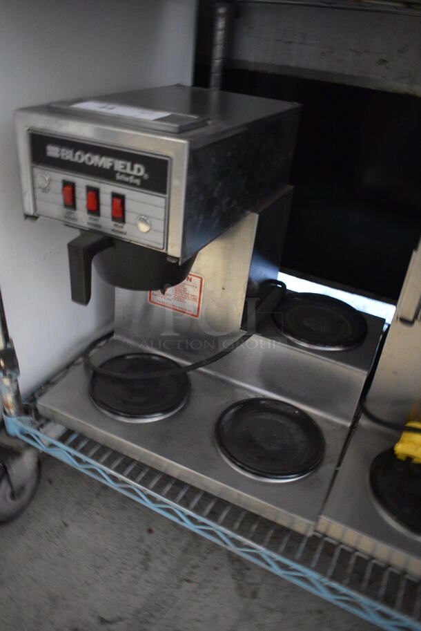 Bloomfield Koffee King Model 8571 Stainless Steel Commercial Countertop 3 Burner Coffee Machine w/ Hot Water Dispenser and Poly Brew Basket. 16x16x17 - Image 2 of 6