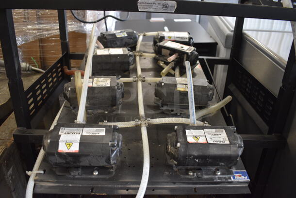 ALL ONE MONEY! Lot of 8 Soda Pumps w/ McCann's Carbonator on Black Metal Soda Rack. 27x20x62 - Image 2 of 5
