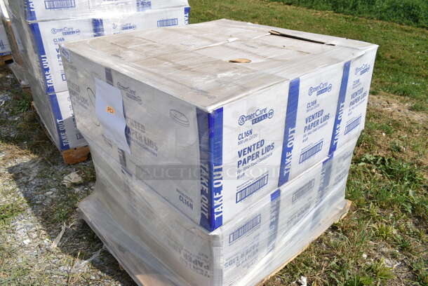 PALLET LOT of 12 BRAND NEW Boxes of AmerCare Royal CL16N Lid Kraft For 16 OZ Food Container 500/Case. 12 Times Your Bid!  - Image 4 of 5