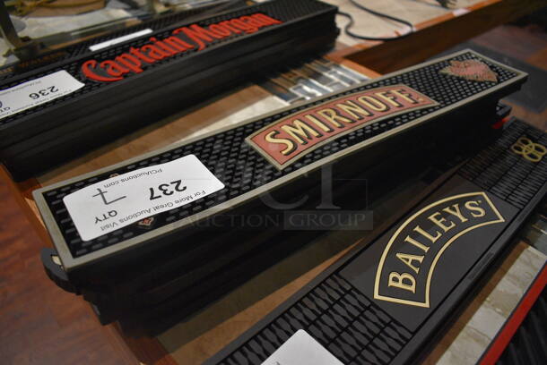 7 Various Smirnoff Black Bar Mats. 21x3.5x0.5. 7 Times Your Bid! (bar) - Image 1 of 3