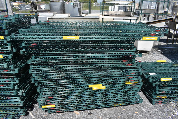 ALL ONE MONEY! Lot of 19 Various Metro Green Finish Wire Shelves. Includes 60x30x1.5, 48x30x1.5