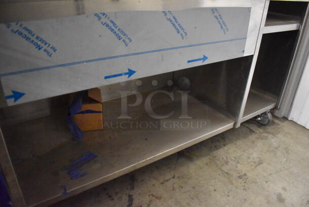 APPEARS NEW! Stainless Steel Commercial Portable Bar w/ Ice Bin and Under Shelf on Commercial Casters. 70x29x39 - Image 4 of 5