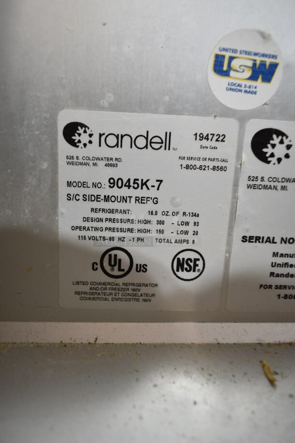 Randell 9045K-7 Stainless Steel Commercial Sandwich Salad Prep Table Bain Marie Mega Top on Commercial Casters. 115 Volts, 1 Phase. Tested and Powers On But Does Not Get Cold - Image 7 of 7