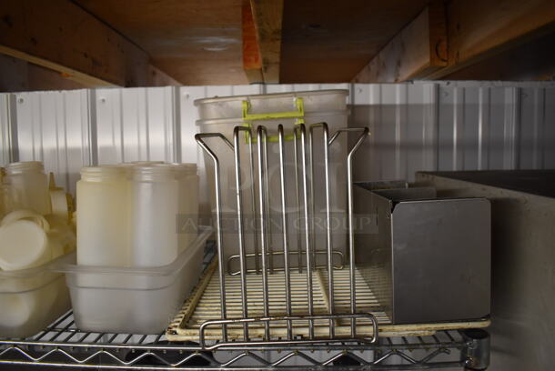 ALL ONE MONEY! Tier Lot of Various Items Including Metal Cutting Board Rack and Poly Condiment Bottles - Image 2 of 6