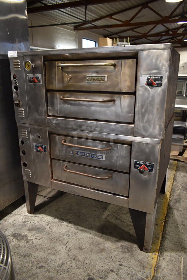 2 Bakers Pride Stainless Steel Commercial Natural Gas Powered Single Deck Pizza Oven w/ Cooking Stones on Metal Legs. 2 Times Your Bid!