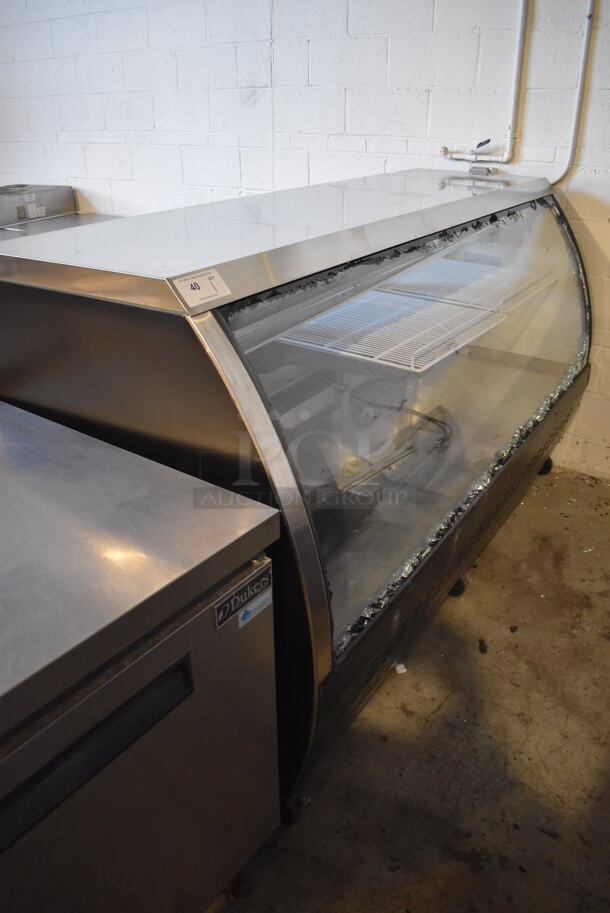 Chef AAA DC200-HC-BK Stainless Steel Commercial Refrigerated Display Case Merchandiser on Commercial Casters. See Pictures For Outer Glass Damage. 82x33x48. Tested and Does Not Power On - Image 3 of 8