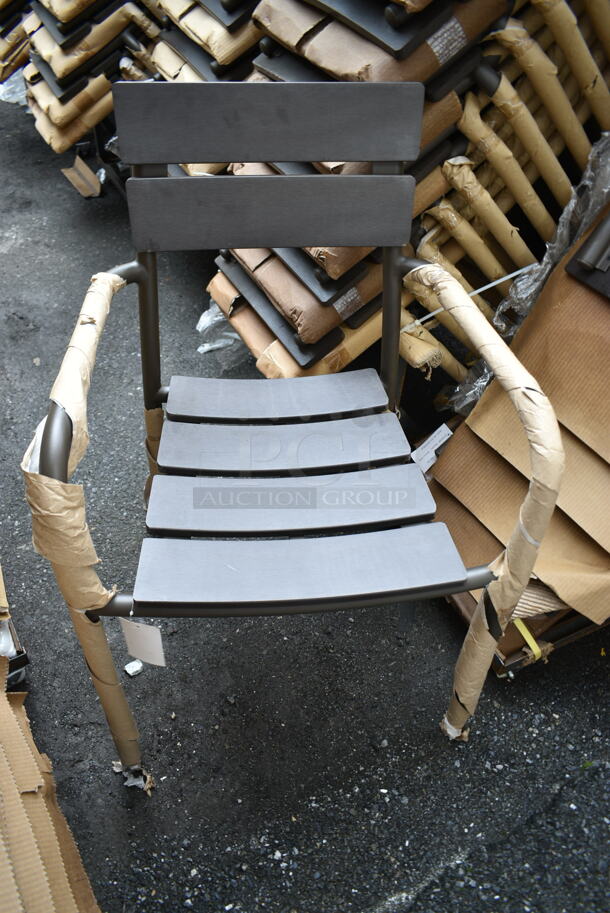 46 BRAND NEW! BFM Seating PH301CBR-BZ Brown Outdoor Dining Height Chair w/ Arm Rests. 46 Times Your Bid! - Image 3 of 6