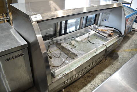 BRAND NEW SCRATCH AND DENT! 2024 Avantco 178DLC82HCS Stainless Steel Commercial Floor Style Curved Glass Refrigerated Deli Case Merchandiser. See Pictures For Broken Glass. 115 Volts, 1 Phase. Cannot Test Due To Cut Power Cord