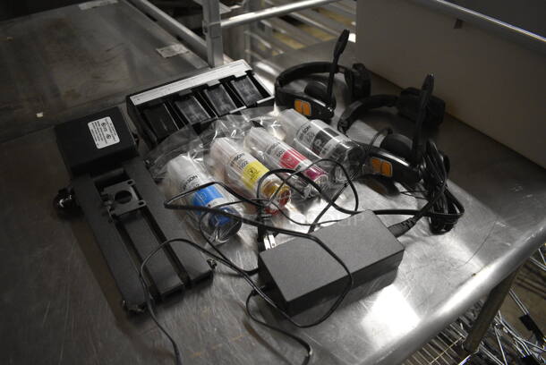 ALL ONE MONEY! Lot of Various Items Including Ink and Drive Thru Headphones in Gray Poly Bus Bin - Image 6 of 7