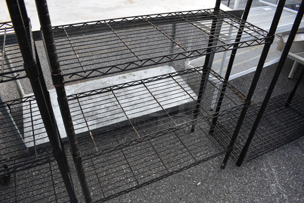 Black Finish 5 Tier Wire Shelving Unit. BUYER MUST DISMANTLE. PCI CANNOT DISMANTLE FOR SHIPPING. PLEASE CONSIDER FREIGHT CHARGES. 35.5x16x72 - Image 3 of 4