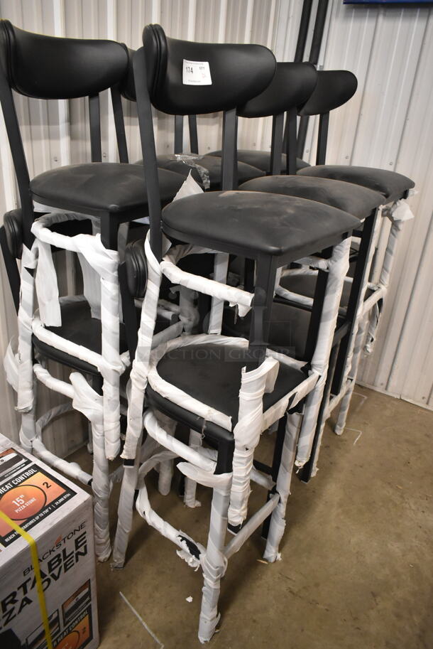 12 BRAND NEW SCRATCH AND DENT! Lancaster Table & Seating Black Metal Bar Height Chair w/ Black Cushion. 12 Times Your Bid! - Image 3 of 4