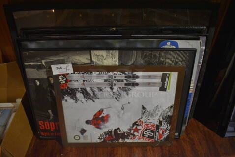 7 Various Signs Including Skiing, The Sopranos and Racing. Includes 42x1x30. 7 Times Your Bid! (bar)