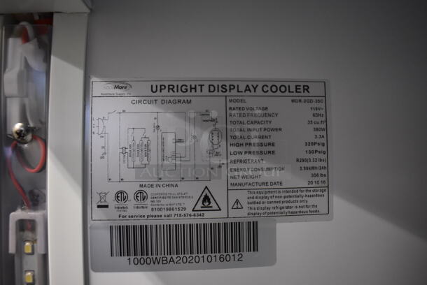 BRAND NEW SCRATCH AND DENT! KoolMore MDR-2GD-35C Metal Commercial 2 Door Reach In Cooler Merchandiser w/ Poly Coated Racks on Commercial Casters. 115 Volts, 1 Phase. 45x29x80. Tested and Working! - Image 3 of 5