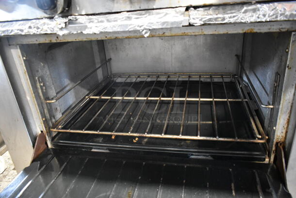 Garland SunFire X36-6R Stainless Steel Commercial Natural Gas Powered 6 Burner Range w/ Oven, Back Splash and Over Shelf. - Image 6 of 8