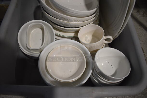 ALL ONE MONEY! Lot of Various Plates and Bowls in Gray Poly Bus Bin! - Image 3 of 4