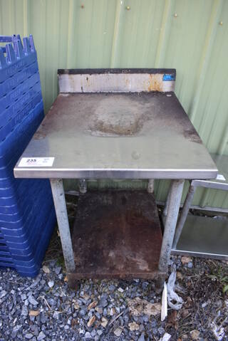 Stainless Steel Commercial Table w/ Back Splash and Under Shelf. 24x31x35