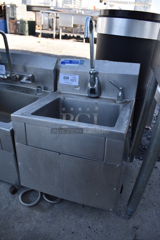 Universal Stainless Steel Commercial Wall Mount Single Bay Sink w/ Faucet. 15.5x16.5x28 - Image 3 of 5