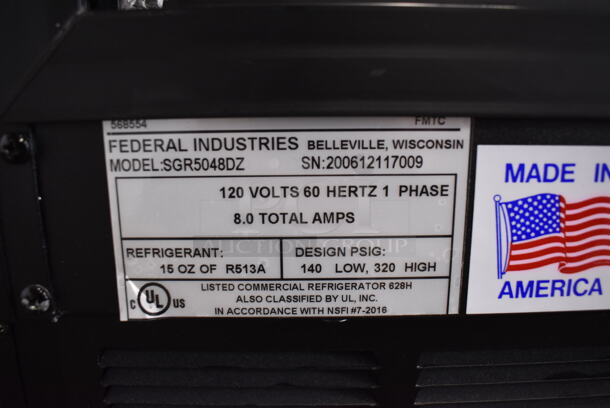 Federal SGR5048DZ Metal Commercial Floor Style Dual Temp Deli and Dry Display Case Merchandiser. 120 Volts, 1 Phase. 50x35x49. Tested and Working! - Image 5 of 6