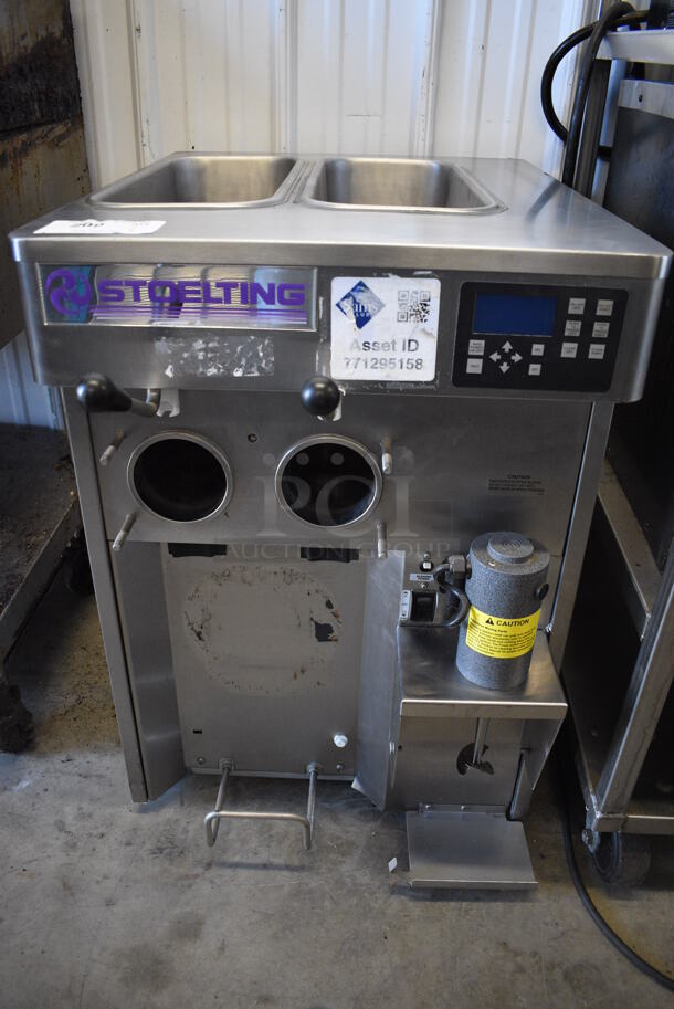2014 Stoelting Model SF121-38I2 Stainless Steel Commercial Countertop Air Cooled 2 Flavor w/ Twist Soft Serve Ice Cream Machine. 208-240 Volts, 1 Phase. 22x33.5x32.5
