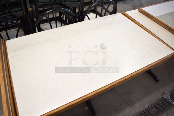 2 Dining Height Table on Black Metal Table Base. Stock Picture - Cosmetic Condition May Vary. 45x28x30. 2 Times Your Bid! - Image 3 of 4
