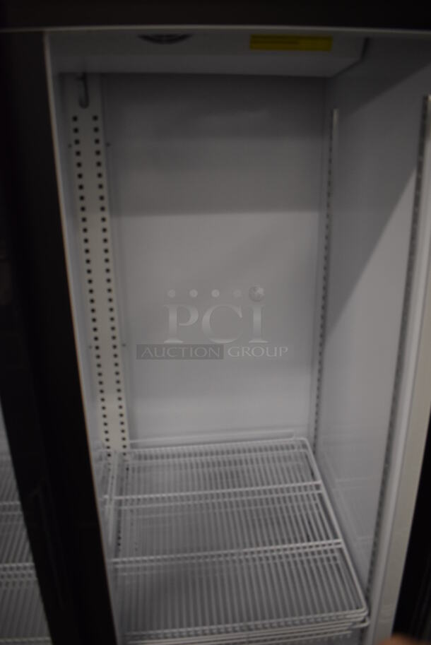 BRAND NEW SCRATCH AND DENT! KoolMore MDR-2GD-42C Metal Commercial 2 Door Reach In Cooler Merchandiser w/ Poly Coated Racks. Right Top Door Hinge Is Broken. 115 Volts, 1 Phase. 47x29x80. Tested and Working! - Image 6 of 7